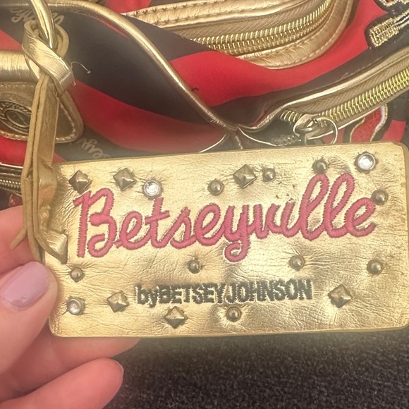 Betseyville Red & Black Stripe Cosmetic Satchel by Betsey Johnson - Picture 2 of 7